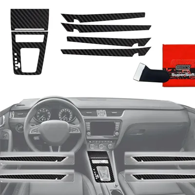 Produktbild von 2in1 Schutzfolien Grizz Protector für Mittelkonsole & Armaturenbrett - Skoda Octavia 3 DSG (2017-2020) Carbon Optik Matt Antifingerprint
