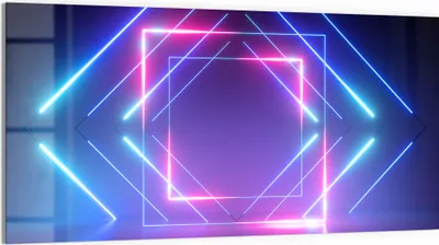 Produktbild von DEQORI Glasbild Echtglas 100x50 cm 'Neon Geometrie' Wandbild Bild modern Deko