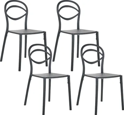 Produktbild von BELIANI Gartenstühle 4er Set Schwarz Kunststoff Wetterbeständig Leicht Modernes Design Indoor Outdoor Terrasse Esszimmerstühle