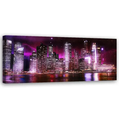 Produktbild von Leinwandbild Lila Stadtbild 150x50 Feeby Violett bild für die wand bereit zum aufhängen