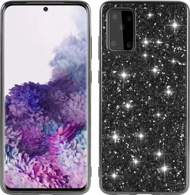 Produktbild von Mobigear Glitter Handyhülle für Samsung Galaxy S20 - Backcover Kunststoff Schwarz