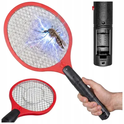 Produktbild von Vayox Elektrische Fliegenklatsche IKV-150, gegen Fliegen, Mücken, batteriebetrieben, Rot/Schwarz