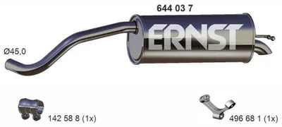 Produktbild von ERNST 644037 Endschalldämpfer für VW Polo Schrägheck (6R1, 6C1) Auspuff
