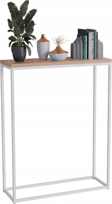 Zdjęcie produktu dla Konsola metalowa toaletka stolik półka stojąca loft biały lancelot 60x20h80
