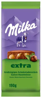 Immagine prodotto di Milka EXTRA Cioccolato integrale con nocciole intere 190g