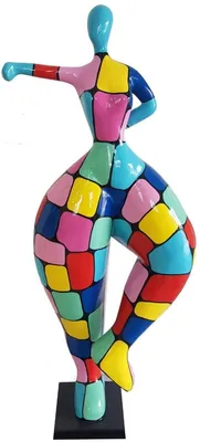 Produktbild von Casa Padrino Designer Deko Skulptur Frau beim Sport Mehrfarbig H. 132 cm - Dekofigur - Gartendeko Skulptur - Luxus Gartenfigur