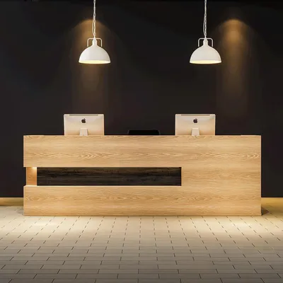 Image de Comptoir de réception sur mesure, comptoir d'accueil avec éclairage LED,comptoir decomptoir d'accueil réception 120*60*100cm 【Gangqin 120】