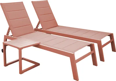 Produktbild von Set aus 2 Sonnenliegen und Beistelltisch BARBADOS aus Textilene terracotta - Aluminium terracotta