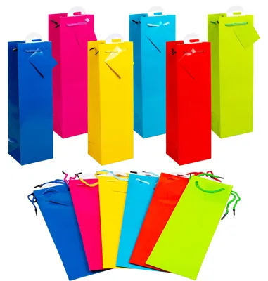 Produktbild von Flaschentaschen 12er Set HEKU 33x10x9cm Hochglanz 6 Farben für Wein