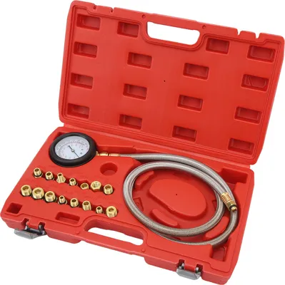 Obrázok produktu pre Tester tlaku oleja s 15 adaptérmi, 0 až 150 psi, manometrická stupnica, flexibilná skúšačka, univerzálny pre vozidlá