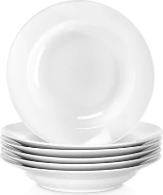 Obrázok produktu pre Orion | Jedálenská súprava tanierov - biela - 6 kusov - 24,5 cm - 350 ml - porcelánový tanier - hlboký tanier
