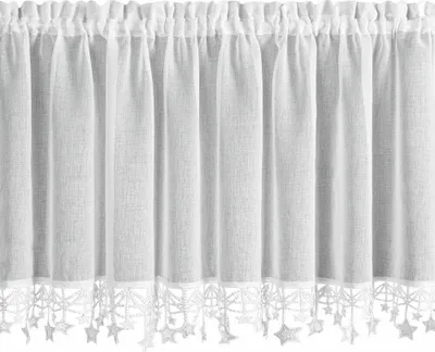 Zdjęcie produktu dla EUROFIRANY | zasłona bistro - zasłona tarczowa - biała z gwiazdkami - 60 x 150 cm - zasłona świąteczna