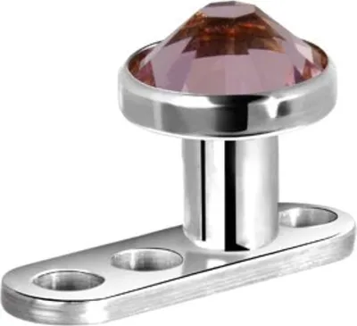 Produktbild von Micro Dermal Anchor Surface Piercing G23 Krstal Stein 4mm - Rosa
