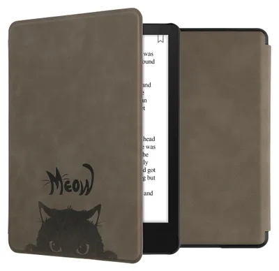 Produktbild von kwmobile Klapphülle kompatibel mit Amazon Kindle Paperwhite 11. Generation 2021 Hülle - Flipcase für Kindle Paperwhite Hülle aus Kunstleder - Katze