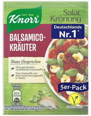 Verpackungsbild Knorr Salatkrönung Balsamico Kräuter Salatdressing 5x 11g 5er