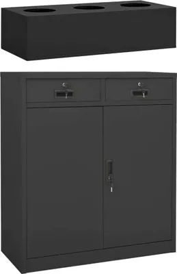 Zdjęcie produktu dla The Living Store Szafka biurowa z donicą antracyt 90x40x125 cm stalowa