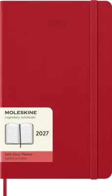 Produktbild von Moleskine 12 Monate Tageskalender 2027, Large/A5, 1 Tag = 1 Seite, Fester Einband, Scharlachrot