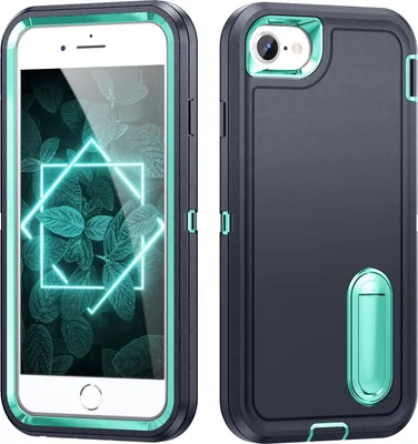 Produktbild von Hülle für iPhone 8 Plus/7 Plus/6 Plus/6s Plus Hybrid Dreilagige Robust Stoßfest Schwerlast Schutzhülle mit Ständer Blau