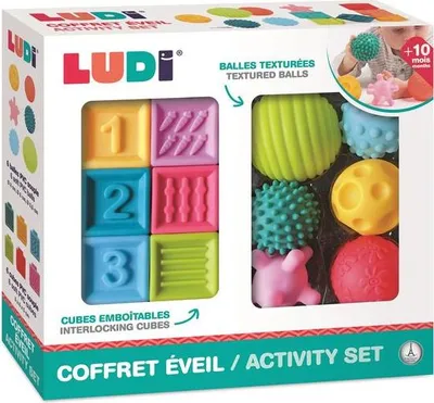 Immagine prodotto di Set di giocattoli sensoriali Ludi - Palline e cubi per lo sviluppo motorio - Giocattoli didattici