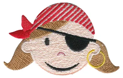 Produktbild von Piratin mit Augenklappe - Aufnäher, Bügelbild, Aufbügler, Applikationen, Patches, Flicken, Zum Aufbügeln, Größe: 6,9 x 4,6 cm