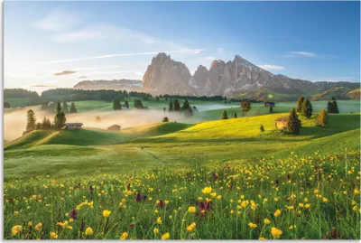 Produktbild von ARTland Wandbild Alu für Innen & Outdoor Frühling auf der Seiser Alm Größe: 90x60 cm