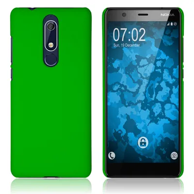 Produktbild von PhoneNatic Case kompatibel mit  Nokia 5.1 - Hülle grün gummiert Hard-case Cover