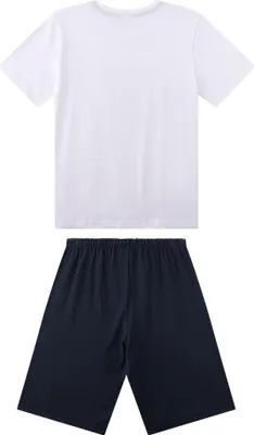 Zdjęcie produktu dla Piżama chłopięca Sanetta, krótka – nastolatki, rekiny, piżama, dzianina single jersey, bawełna, biała 188