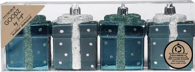 Produktbild von Christbaumschmuck Geschenkbox 6cm Kunststoff 4er Set - Emerald