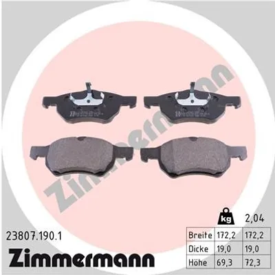 Produktbild von ZIMMERMANN Bremsbeläge Satz Vorne Bremsklötze für CHRYSLER VOYAGER IV (RG, RS) 23807.190.1