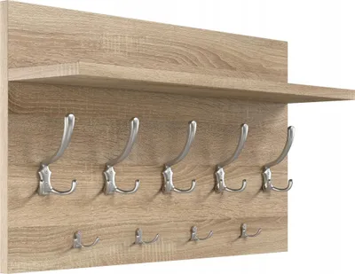 Produktbild von Wandgarderobe Sonoma Eiche für Kleidung an der Wand Satinierte Griffe