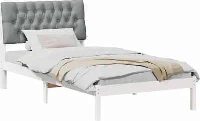 Produktbild von Bettgestell mit gepolstertem Kopfteil Weiß 100 x 200 cm