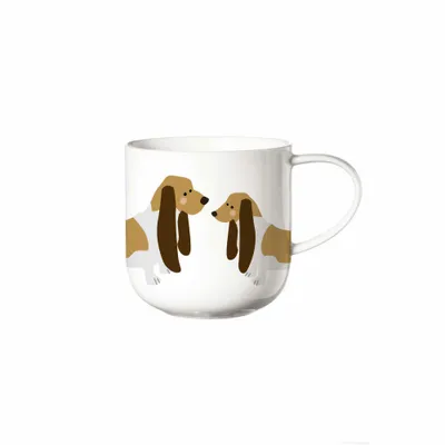 Produktbild von ASA Selection coppa cats & dogs Henkelbecher Basset Hound, Kaffeetasse, Becher, Kaffee Tasse, Tee, Fine Bone China, Weiß, 400 ml, 19445014