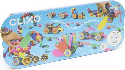 Zdjęcie produktu dla Magnetyczna gra budowlana Clixo - Modele na kółkach (72 sztuki)