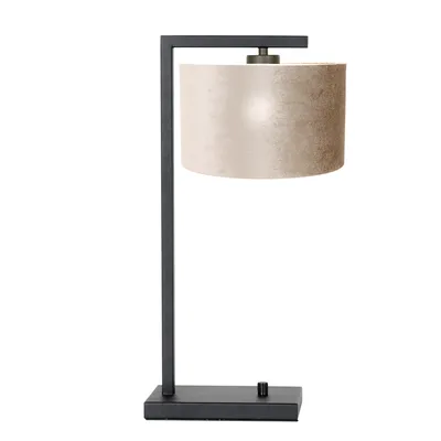 Image de Steinhauer - lampe de table - Stang - noir - métal velours tissu - lampe d'ambiance - E27 - 7122ZW