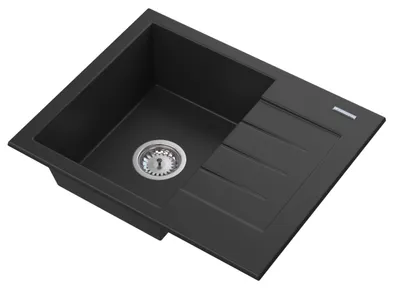 Produktbild von Granitan | Küchenspüle - Granitspüle - MILANO - mit Chrom-Siphon - 1-Becken - Schwarz - 57.4 x 46.4 cm