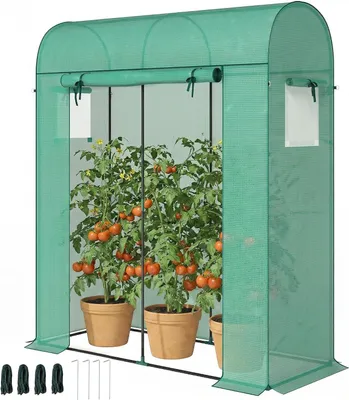 Obrázok produktu pre Tomatenky Foliekas – Skleníky pre záhradu – Pestovanie rastlín – Montáž bez použitia náradia – 170 x 68 x 200 cm – Zelená farba