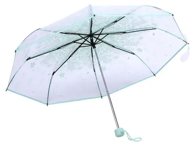 Obrázek produktu pro Omgoods - Zakparaplu - Průhledný deštník s květinovým vzorem - Lehký - Odolný proti větru - Skládací - Průměr 93 cm - Odolný a robustní
