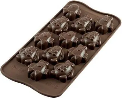 Produktbild von silikomart | SCG30 Silikonform für EASTER FRIENDS Pralinen, Antihaft, 12 Pralinen, Packung mit 1 Form für Süßigkeiten, Easy Choc, 34 x 34 mm, h 18 mm,  Italy