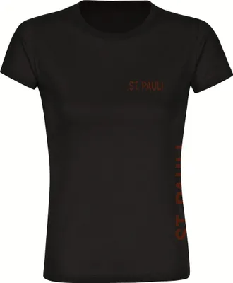 Produktbild von multifanshop Damen T-Shirt - St. Pauli - Brust & Seite, schwarz, Größe L