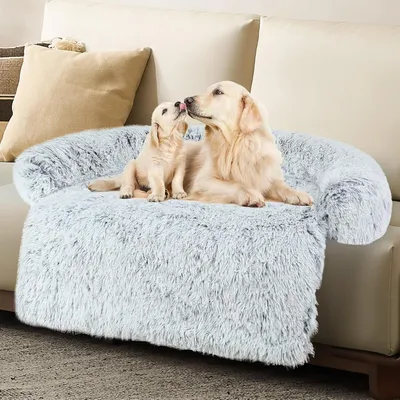 Produktbild von Hundesofa, Bettschutz für Hunde, Memory-Schaum, abnehmbarer flauschiger Plüsch-Bezug für Hunde, waschbar, Hundesofa, Bett, wasserdichtes Hundebett für Couch