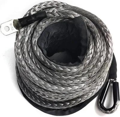 Obrázek produktu pro Navijákové lano - Syntetické 12pramenné - 30 m x 10 mm - Mezní zatížení 10,5 t - UHMW-PE - Žáruvzdorné do 150 °C - Šedá barva