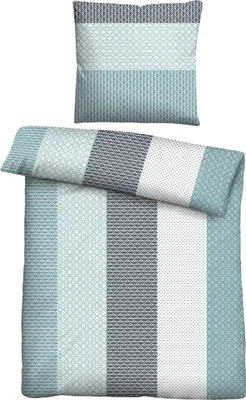 Produktbild von Traumhaft schlafen - Castell - Markenbettwäsche Nicki Bettwäsche 0380339 LÄNGSSTREIFEN color: taubenblau, size: 1x 135x200 cm + 1x 80x80 cm