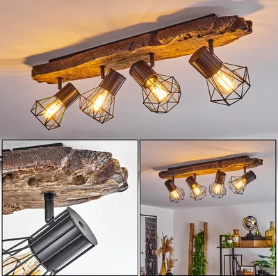 Produktbild von Pomari »Pomari« Deckenlampe aus Metall in Schwarz/Holzoptik