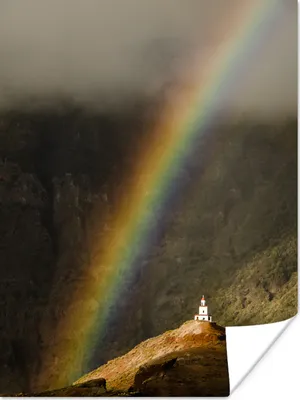 Produktbild von MuchoWow® Poster Turm - Regenbogen - Berg 120x160 cm - Wandbilder