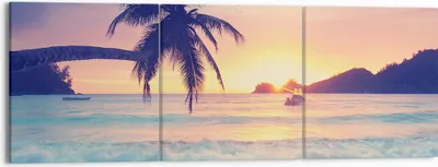 Produktbild von Bild auf Leinwand - Leinwandbild - Meer Strand Palme - 150x50cm - Wand Bild - Wanddeko - Wandbilder - Leinwanddruck - Bilder - Kunstdruck - Wanddekoration - Leinwand bilder - Wandkunst - CA150x50-3992
