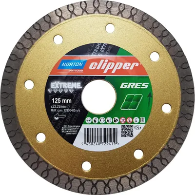 Obrázek produktu pro Diamantový řezný kotouč Norton Clipper (Ø 125 mm otvor 22,23 mm / pro úhlovou brusku šířka segmentu 1,3 mm) - 70184602448