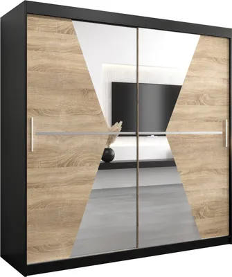 Produktbild von Kleiderschrank, Schiebetürenschrank Schlafzimmer, Schrank mit Spiegel MAROKO 200 cm