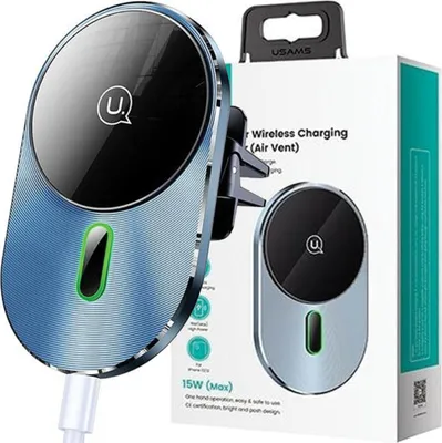 Immagine prodotto di Usams induzione magnetica autowireless ricarica 15W a griglia di sfiato. Grigio/Grigio Cd170Dz01 (Us-Cd170)