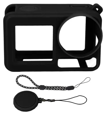 Produktbild von Silikonhülle für Action 5 Pro, kollisionssicher, staubdicht, weiche Kameraabdeckung und Objektivdeckel mit Handschlaufe, Schwarz