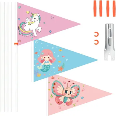 Imagen del producto de Bandera para bicicleta, color rosa, ajustable, versión para niños, señal de seguridad para bicicletas infantiles